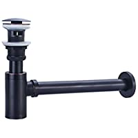 SODIAL Lavabo Trampa para Botellas Lavabo de Metal para Ba？O SifóN DesagüEs con DesagüE TuberíA Negra P Trampa Residuos…